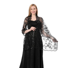 Load image into Gallery viewer, Black Sequin Shawl