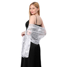 Load image into Gallery viewer, White & Silver Sequin Shawl