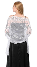 Load image into Gallery viewer, White & Silver Sequin Shawl