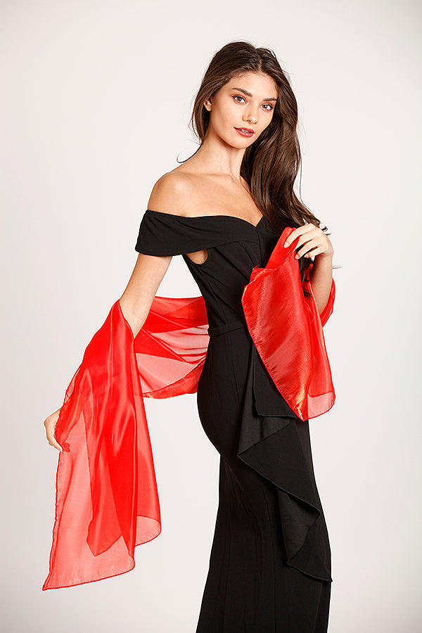 Iridescent Scarlet Red Pashmina Shawl Wedding Wrap Scarf – Central Chic