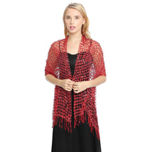 Load image into Gallery viewer, Red Sequin Scarf