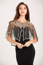 Load image into Gallery viewer, Black & Gold 1920s Sequin Capelet Shawl