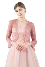 Load image into Gallery viewer, Dusky Pink Lace Open Cardigan