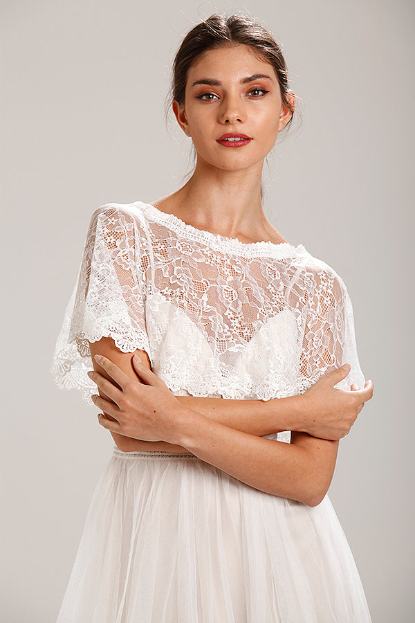 Ivory Lace Wedding Bridal Shawl Capelet Style-3 – Central Chic