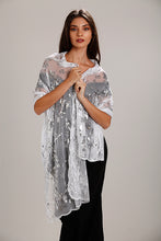 Load image into Gallery viewer, White & Silver Sequin Shawl