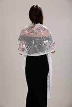 Load image into Gallery viewer, White & Silver Sequin Shawl