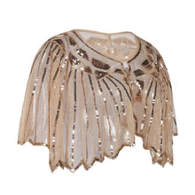 Load image into Gallery viewer, Champagne Gold 1920s Sequin Capelet