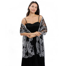 Load image into Gallery viewer, Black &amp; Silver Sequin Shawl Art Deco Pashmina