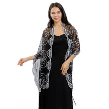 Load image into Gallery viewer, Black &amp; Silver Sequin Shawl Art Deco Pashmina