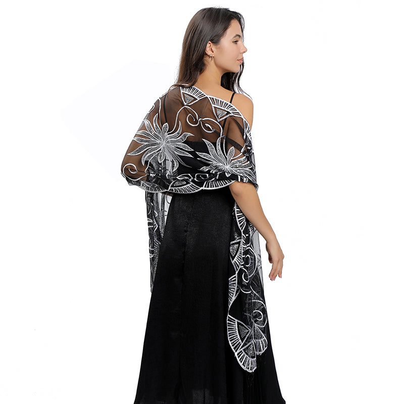 Black & Silver Sequin Shawl Art Deco Pashmina Central Chic Black & Silver Sequin Shawl Art Deco Pashmina Central Chic
