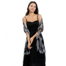 Load image into Gallery viewer, Black &amp; Silver Sequin Shawl Art Deco Pashmina