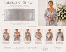 Load image into Gallery viewer, Iridescent Dark Silver Silky Wedding Pashmina Wrap Shawl Scarf