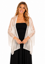 Load image into Gallery viewer, Silky Iridescent Ivory Pashmina Shawl