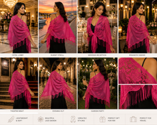 Load image into Gallery viewer, Champagne Lace Triangle Scarf