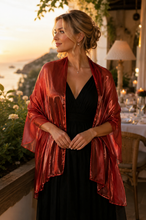 Load image into Gallery viewer, Iridescent Ruby Red Shawl Wedding Wrap