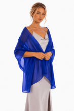 Load image into Gallery viewer, Iridescent Royal Blue Silky Wedding Shawl