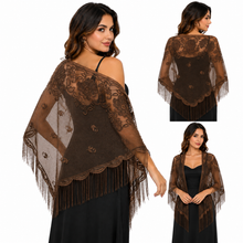 Load image into Gallery viewer, Champagne Lace Triangle Scarf
