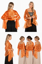 Load image into Gallery viewer, Silky Iridescent Orange Shawl Pashmina