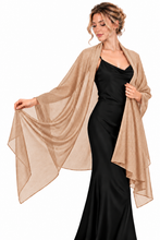 Load image into Gallery viewer, Mocha with Silver Shimmer Thread Shawl