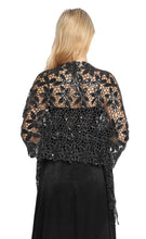 Load image into Gallery viewer, Black Floral Design Sequin Pashmina Shawl