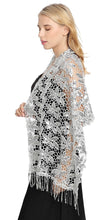 Load image into Gallery viewer, Silver Floral Design Sequin Pashmina Shawl