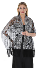 Load image into Gallery viewer, NEW Silver &amp; Black Sequin &amp; White Pashmina Shawl Scarf
