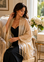 Load image into Gallery viewer, Champagne Gold Shimmer Shawl
