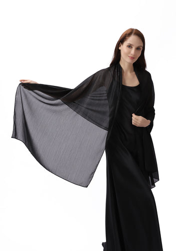 Black Large Silky Shimmer Pashmina Shawl