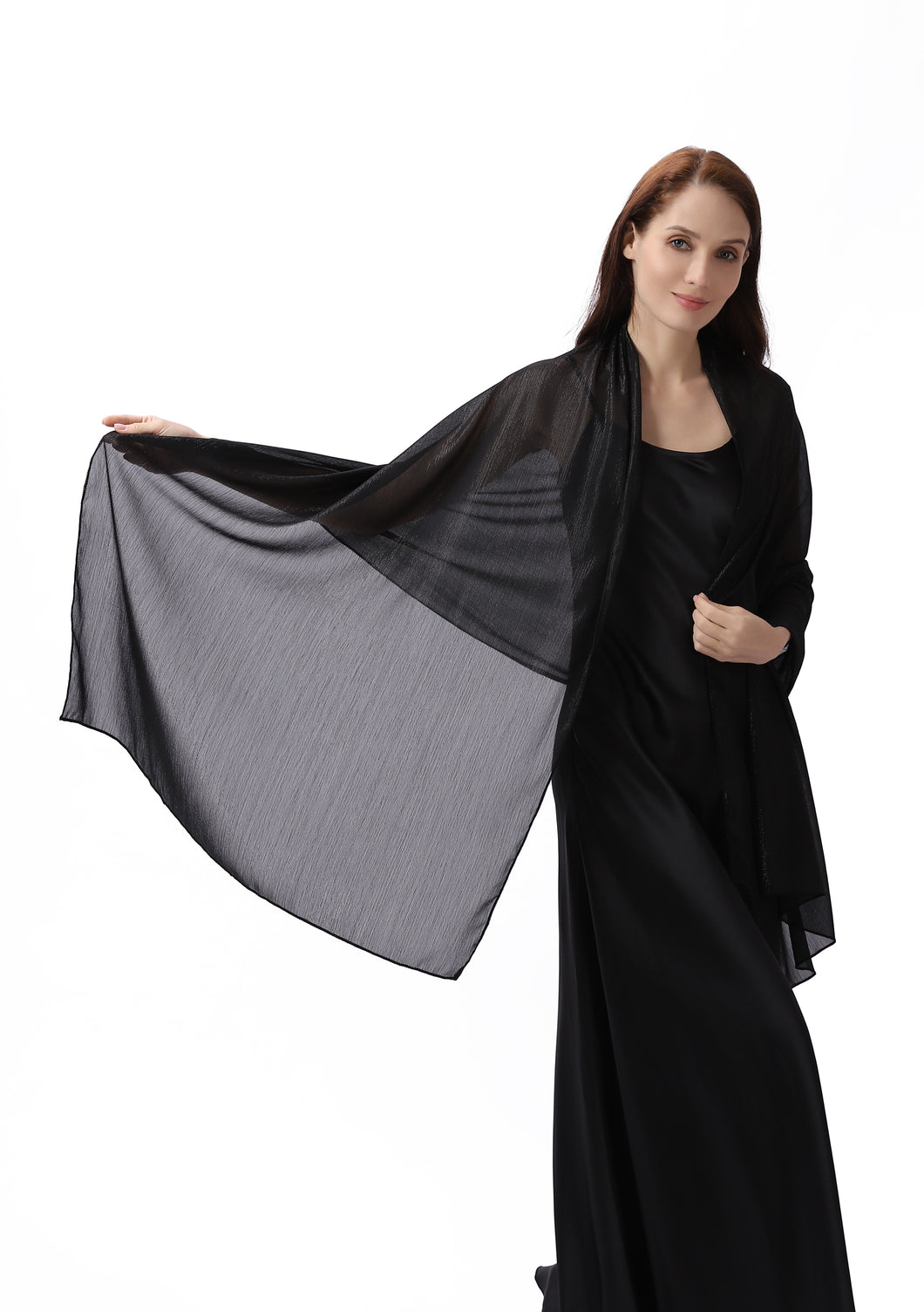 Black Large Silky Shimmer Pashmina Shawl