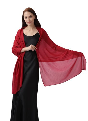 Red Large Silky Shimmer Pashmina Shawl