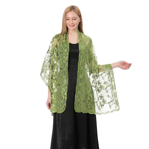 Central Chic green sequin shawl pashmina wrap stole for weddings and parties