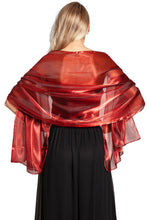 Load image into Gallery viewer, Iridescent Ruby Red Shawl Wedding Wrap