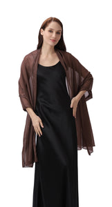 Brown Large Silky Shimmer Pashmina Shawl