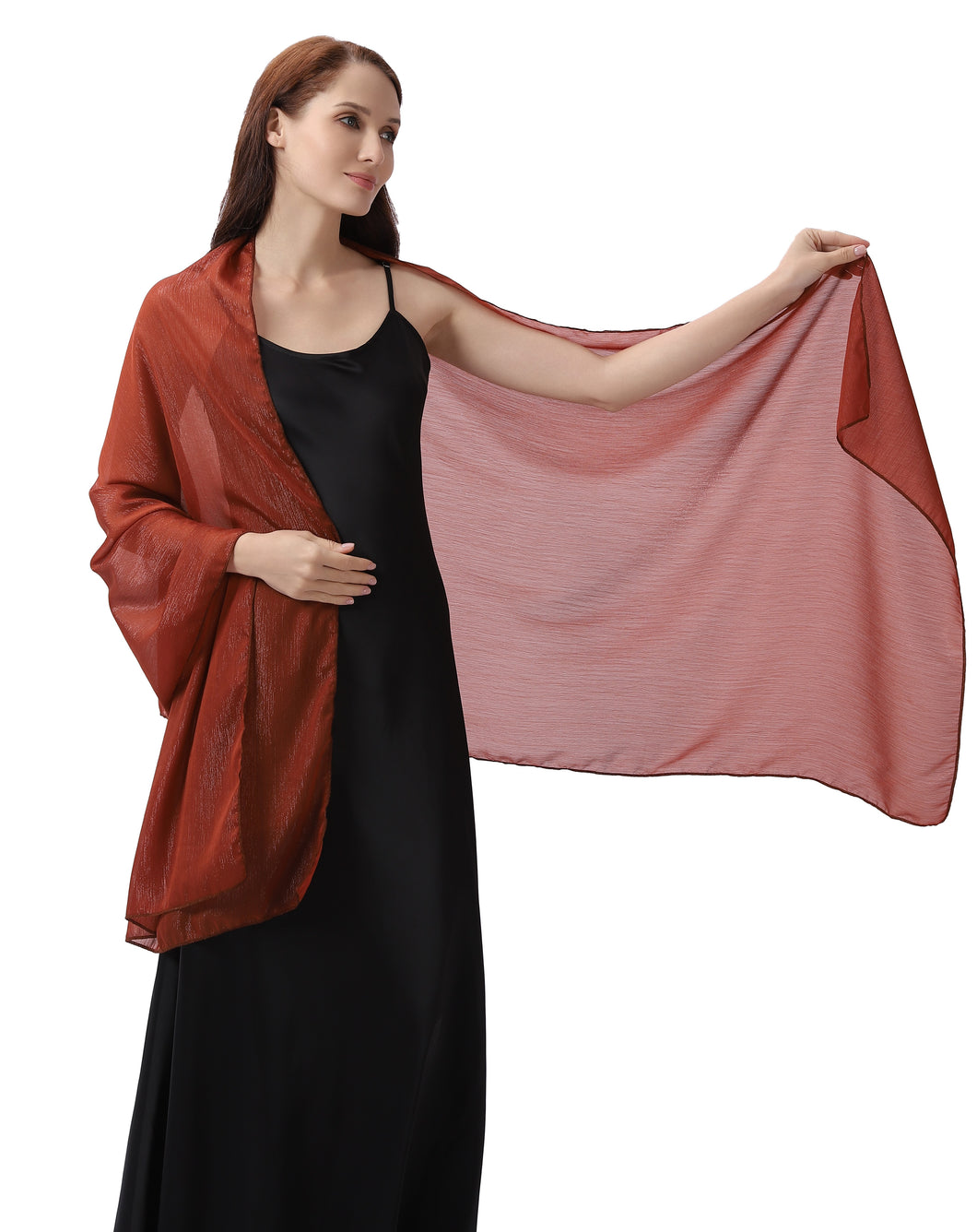 Deep Red Large Silky Shimmer Shawl