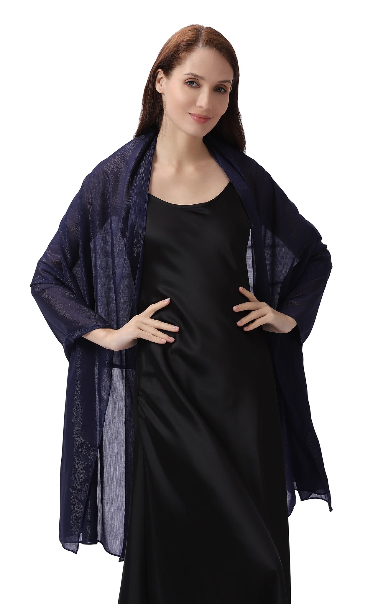 Navy Blue Large Silky Shimmer Pashmina Shawl Central Chic Navy Blue Large Silky Shimmer Pashmina Shawl Central Chic