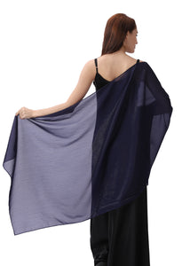 Navy Blue Large Silky Shimmer Pashmina Shawl