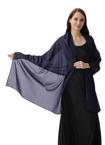 Navy Blue Large Silky Shimmer Pashmina Shawl