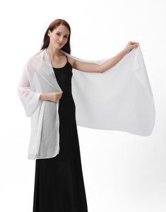 White Large Silky Shimmer Pashmina Shawl