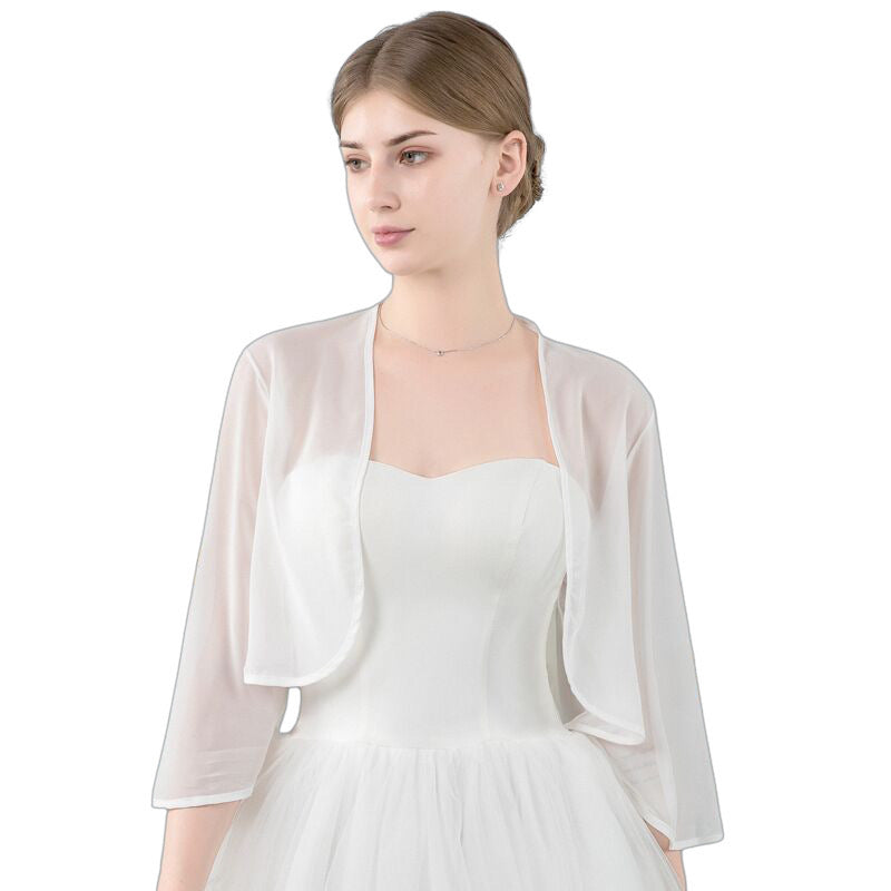formal cardigan for dress White Chiffon Formal Cardigan – Central Chic