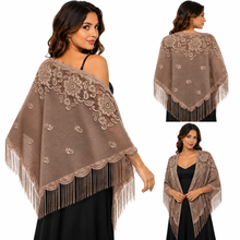 Load image into Gallery viewer, Champagne Lace Triangle Scarf