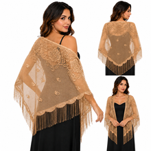 Load image into Gallery viewer, Champagne Lace Triangle Scarf
