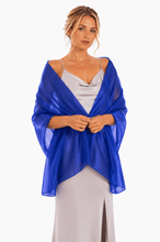 Load image into Gallery viewer, Iridescent Royal Blue Silky Wedding Shawl