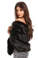Load image into Gallery viewer, Black fur wedding shawl