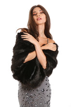 Load image into Gallery viewer, Wedding Guest Black Fur Shawl