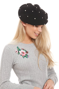 Central Chic Black and White polkadot Beret
