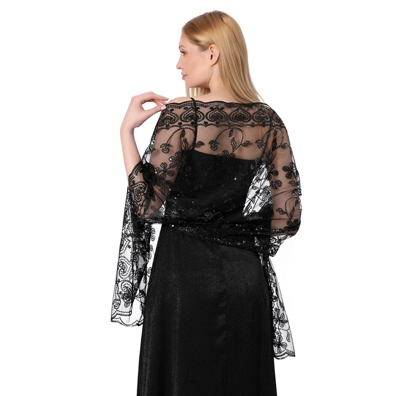 Black Sequin Shawl – Central Chic