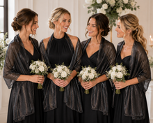 Load image into Gallery viewer, Iridescent Silky Black Shawl Pashmina