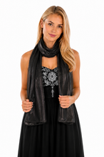 Load image into Gallery viewer, Iridescent Silky Black Shawl Pashmina
