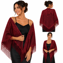Load image into Gallery viewer, Champagne Lace Triangle Scarf