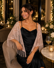 Load image into Gallery viewer, Champagne Lace Triangle Scarf